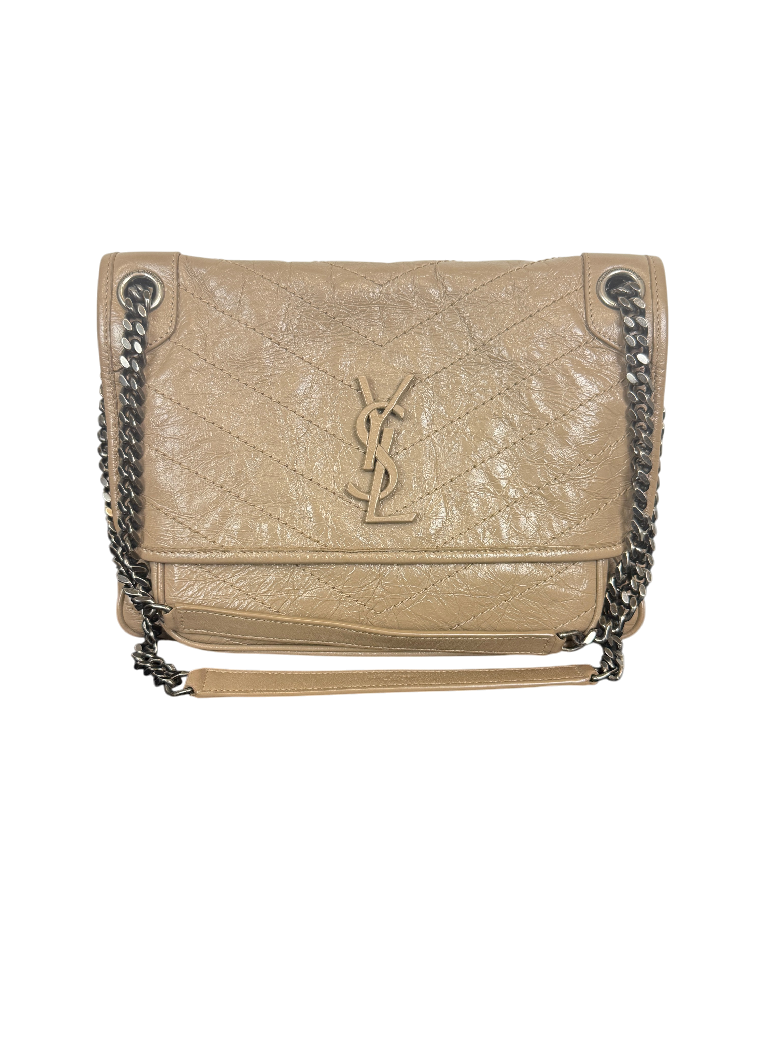 Saint Laurent Crinkled Calfskin Matelassé Medium Niki Bag
