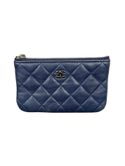 Chanel Lambskin Quilted O Case Small Pouch Navy