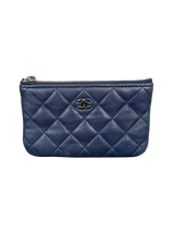 Chanel Lambskin Quilted O Case Small Pouch Navy