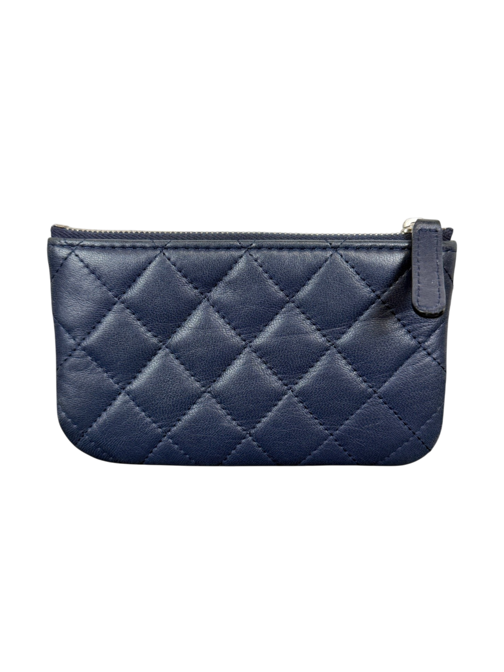 Chanel Lambskin Quilted O Case Small Pouch Navy