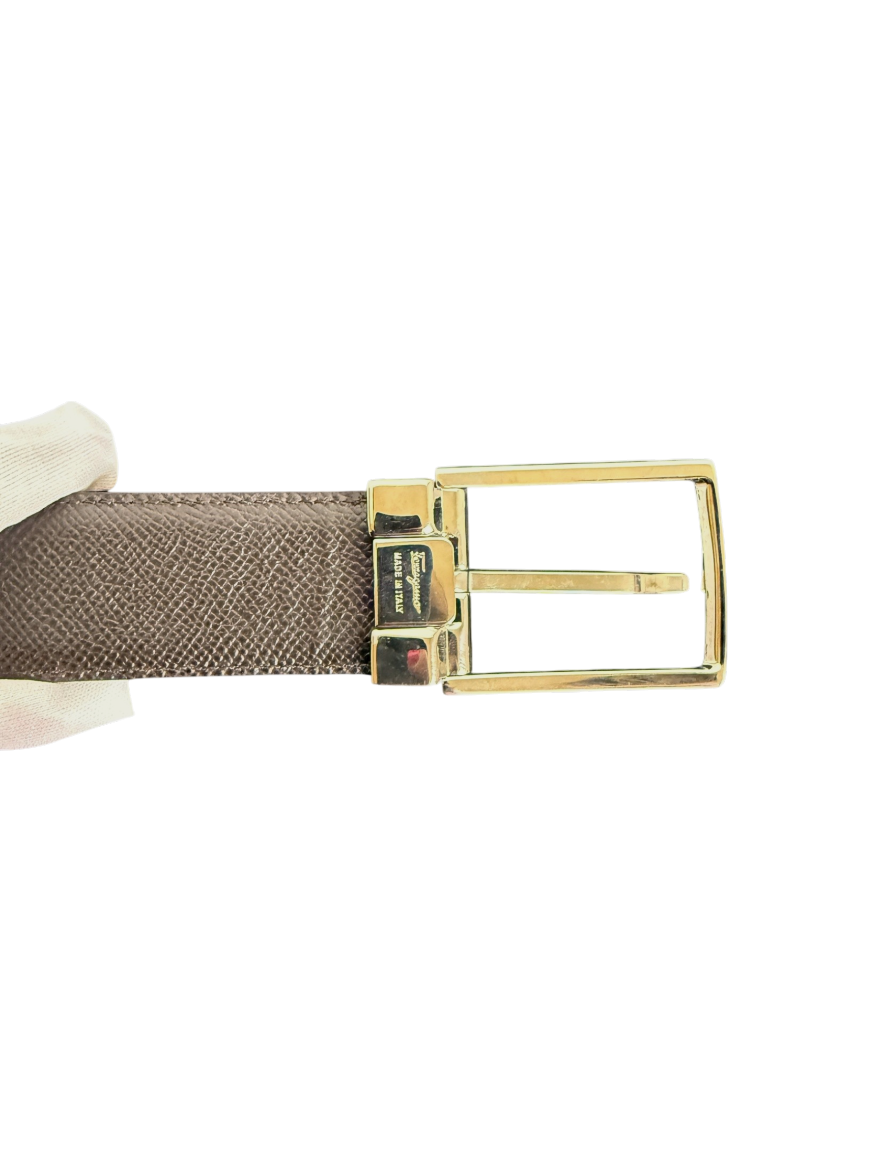 Salvatore Ferragamo Gancini Reversible Black & Brown Leather Belt