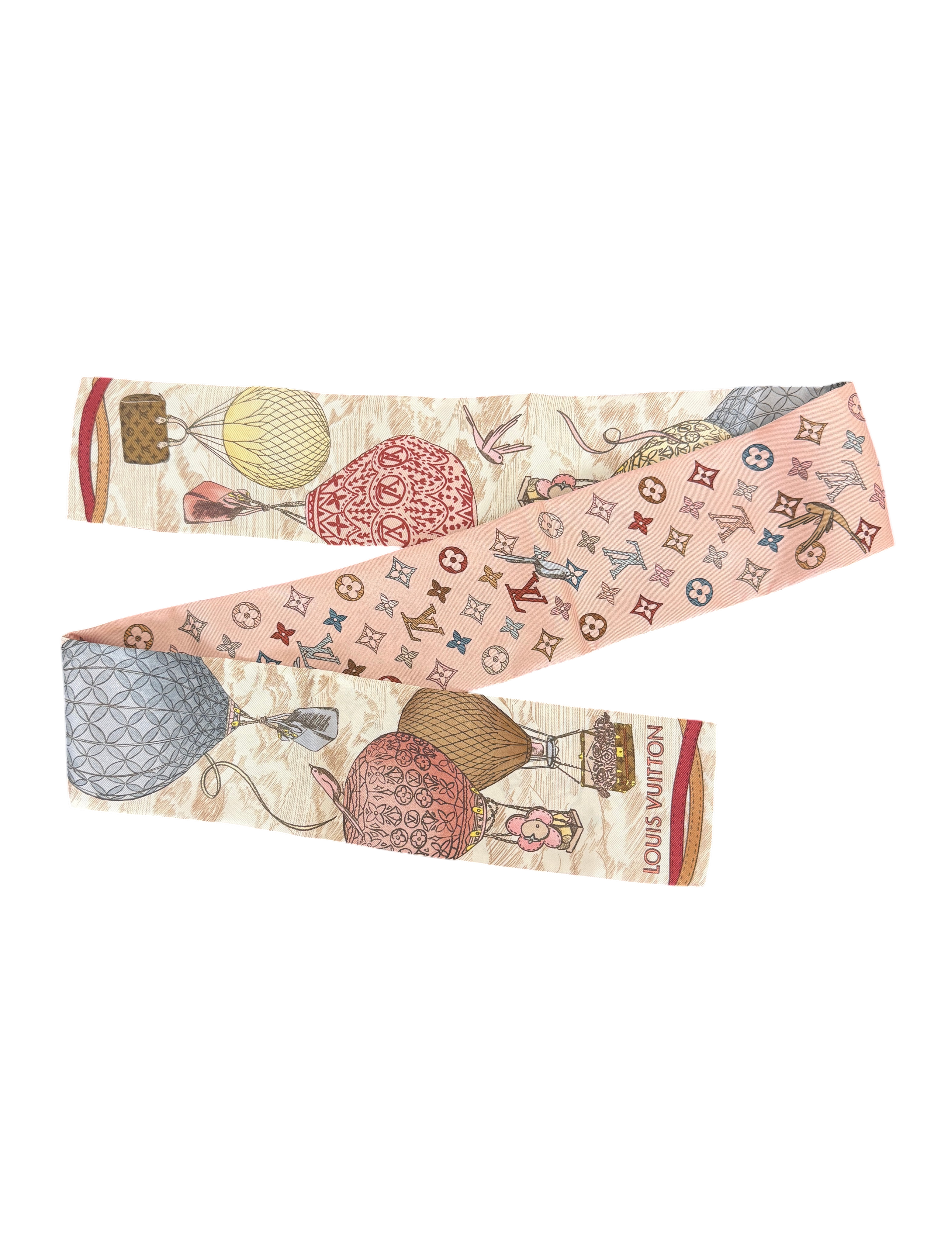 Louis Vuitton Up And Away Silk Monogram Bandeau Scarf Light Pink (2023 Edition, Made in Italy)