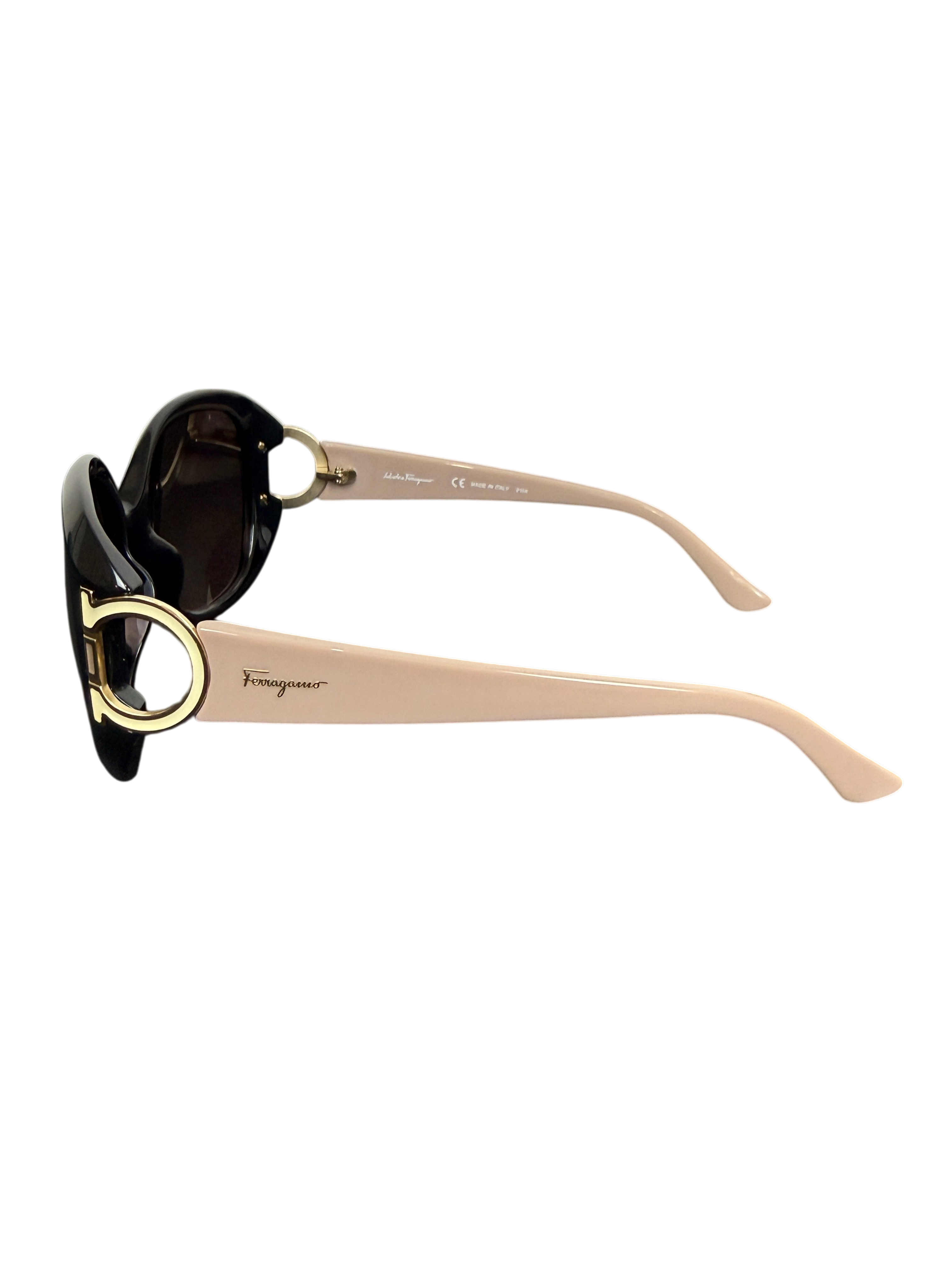 Salvatore Ferragamo SF668S Black Gancini Gradient Oval Sunglasses