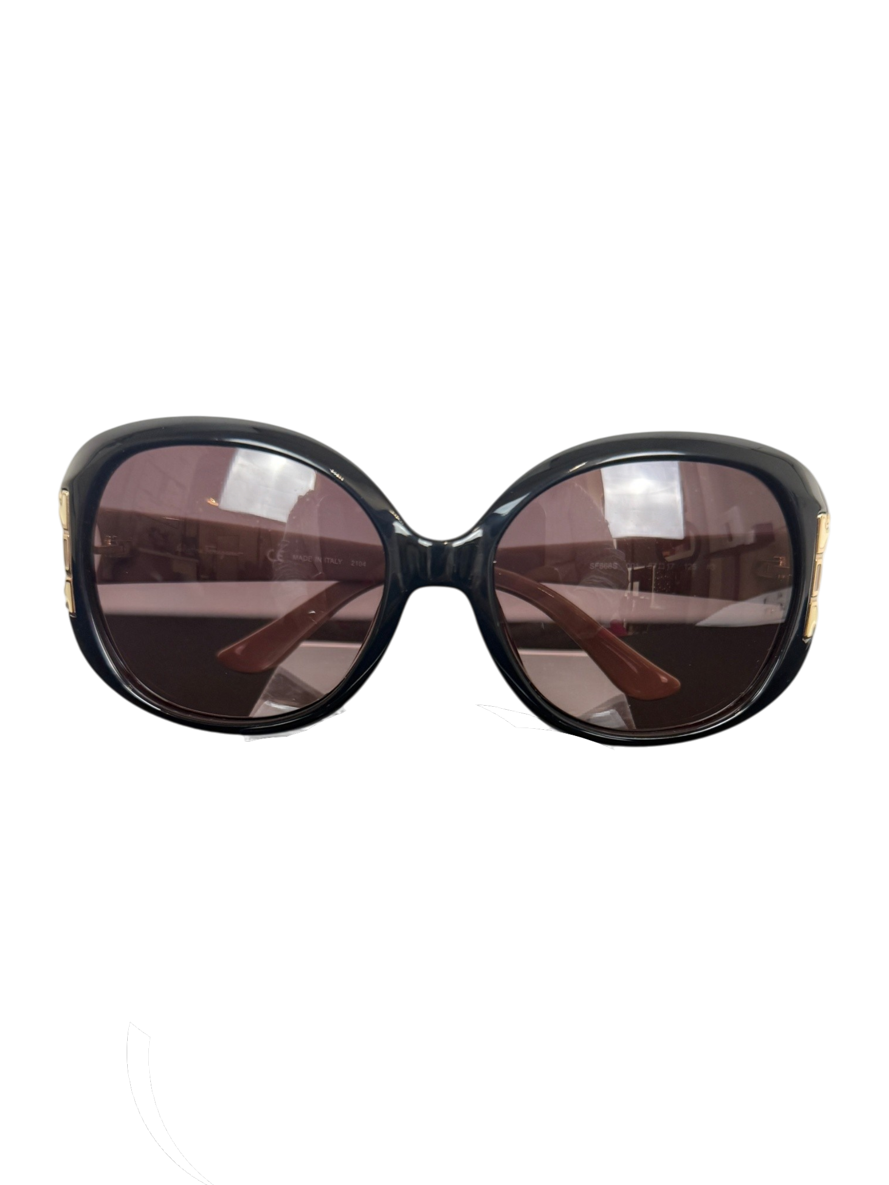 Salvatore Ferragamo SF668S Black Gancini Gradient Oval Sunglasses
