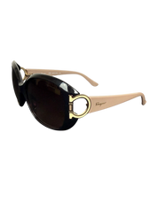 Salvatore Ferragamo SF668S Black Gancini Gradient Oval Sunglasses