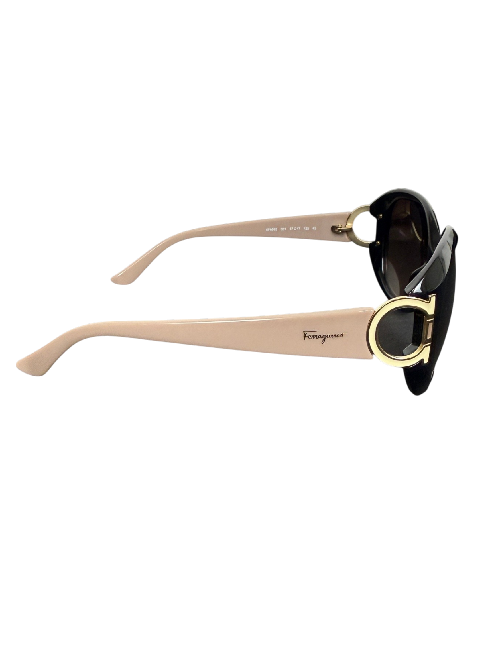 Salvatore Ferragamo SF668S Black Gancini Gradient Oval Sunglasses
