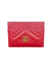 Gucci GG Marmont Red Matelassé Leather Card Holder Wallet