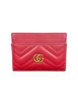 Gucci GG Marmont Red Matelassé Leather Card Holder Wallet