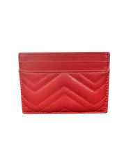 Gucci GG Marmont Red Matelassé Leather Card Holder Wallet
