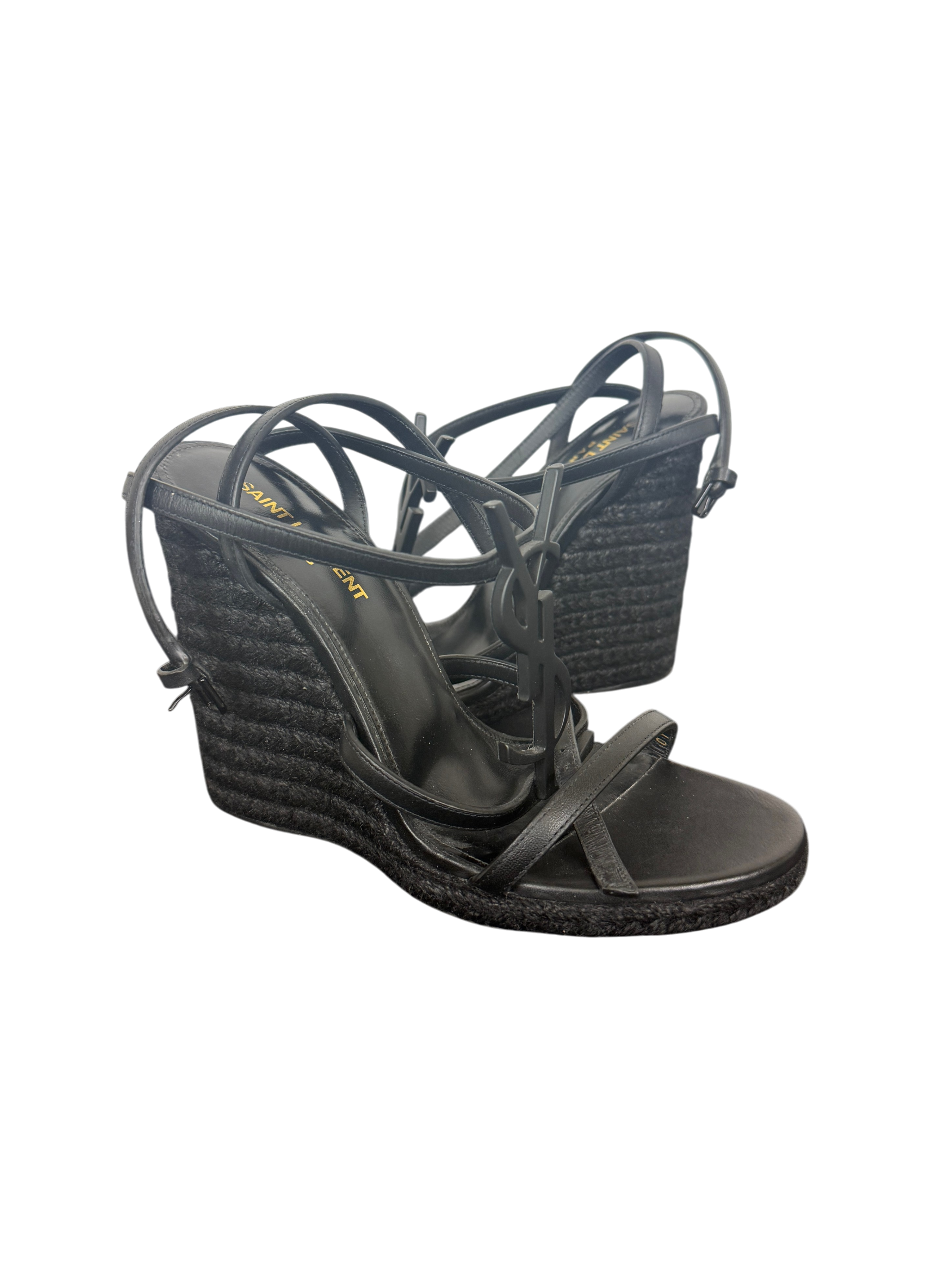 Saint Laurent Cassandra 105mm Espadrille Wedge Sandals