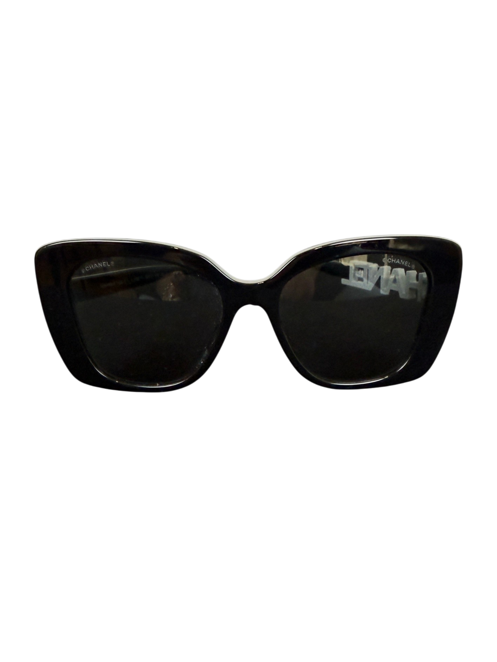 Chanel CH5422B Black/White Acetate Strass Square Sunglasses