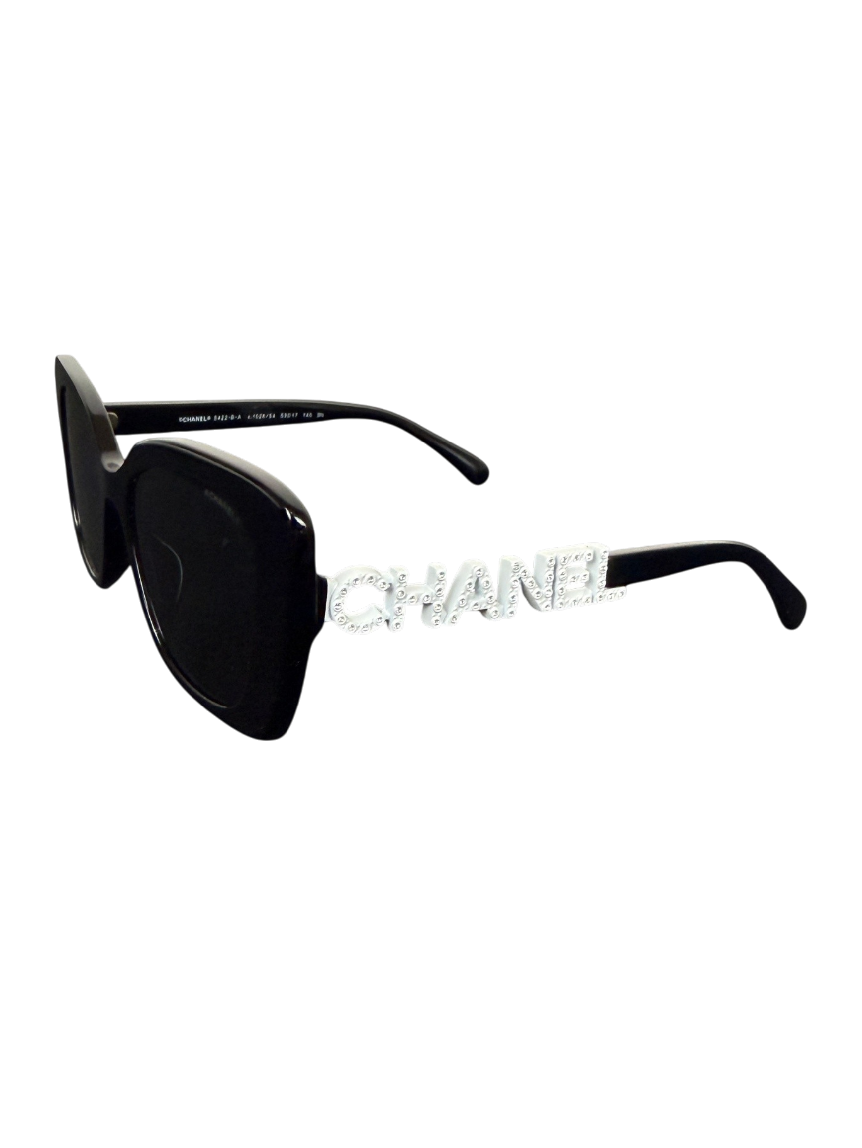 Chanel CH5422B Black/White Acetate Strass Square Sunglasses