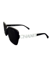 Chanel CH5422B Black/White Acetate Strass Square Sunglasses