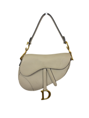 Christian Dior Saddle Bag Beige Grained Calfskin Leather