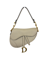Christian Dior Saddle Bag Beige Grained Calfskin Leather