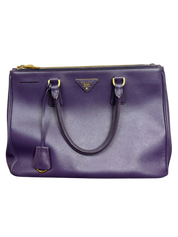Prada Saffiano Lux Galleria Tote Bag Viola Purple Leather Gold Hardware