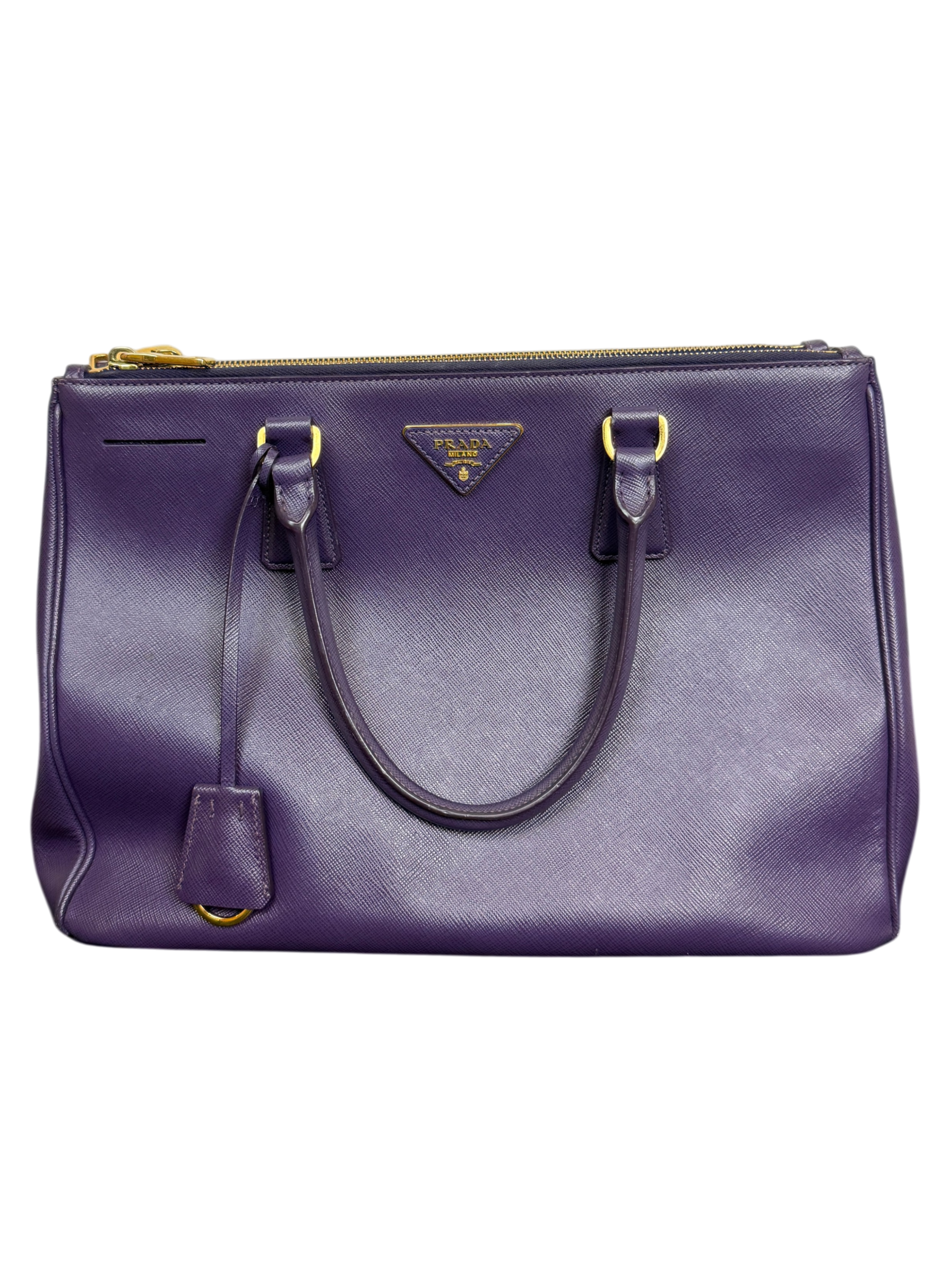 Prada Saffiano Lux Galleria Tote Bag Viola Purple Leather Gold Hardware