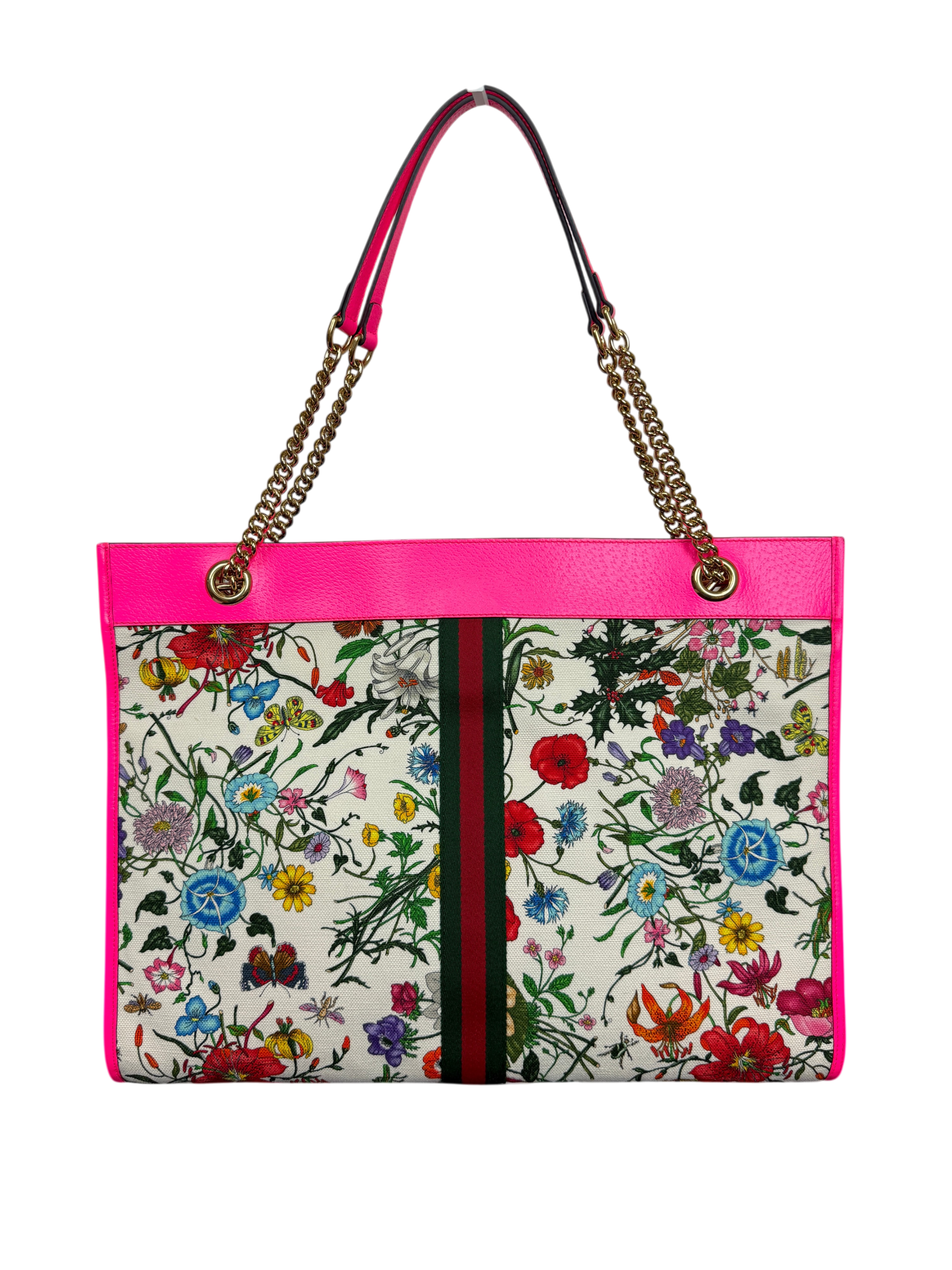 Gucci Canvas Flora Large Rajah Chain Tote