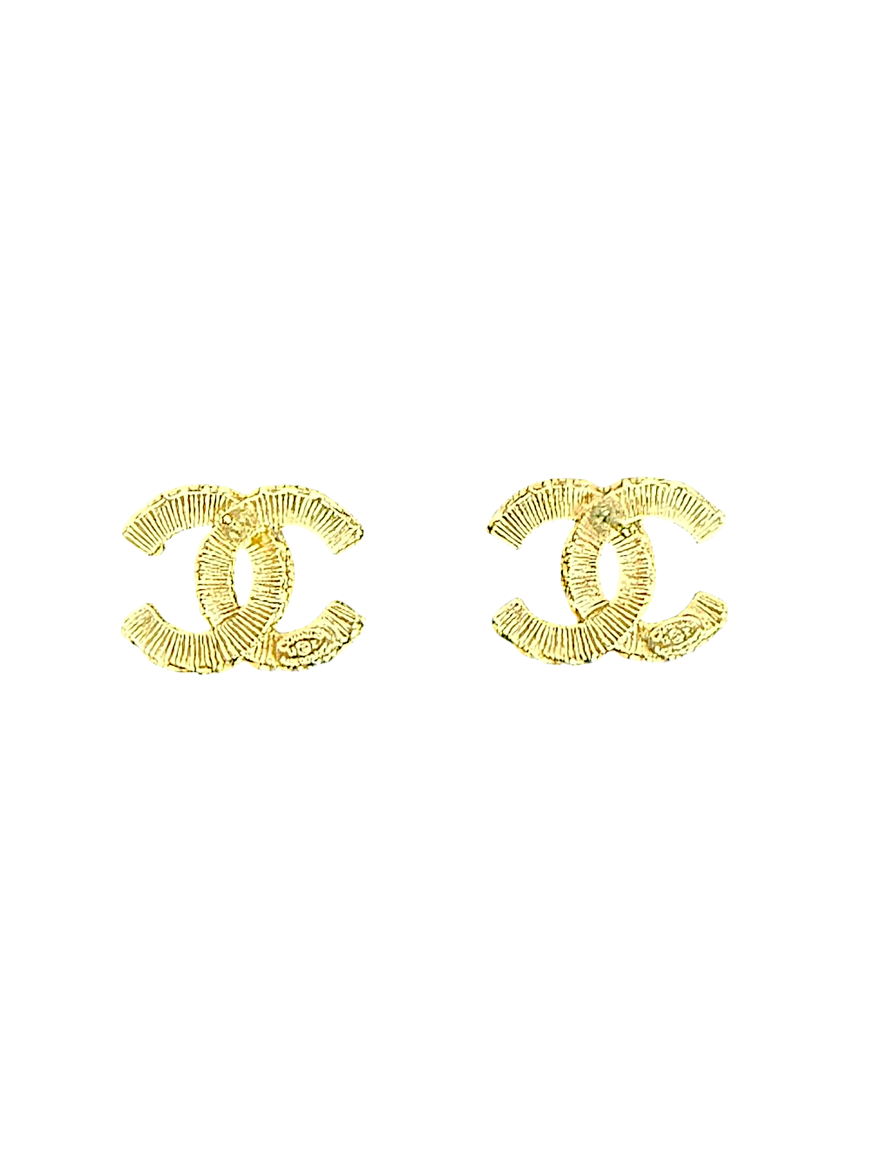 CC Logo Gold Tone Stud Earrings Chanel Gold Tone Metal, Enamel