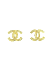 CC Logo Gold Tone Stud Earrings Chanel Gold Tone Metal, Enamel