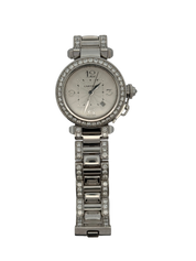 Cartier Pasha 32mm 18K White Gold Watch with Diamond Bezel 2398