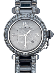 Cartier Pasha 32mm 18K White Gold Watch with Diamond Bezel 2398