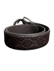 Gucci Guccissima Signature Interlocking G Brown Leather Belt