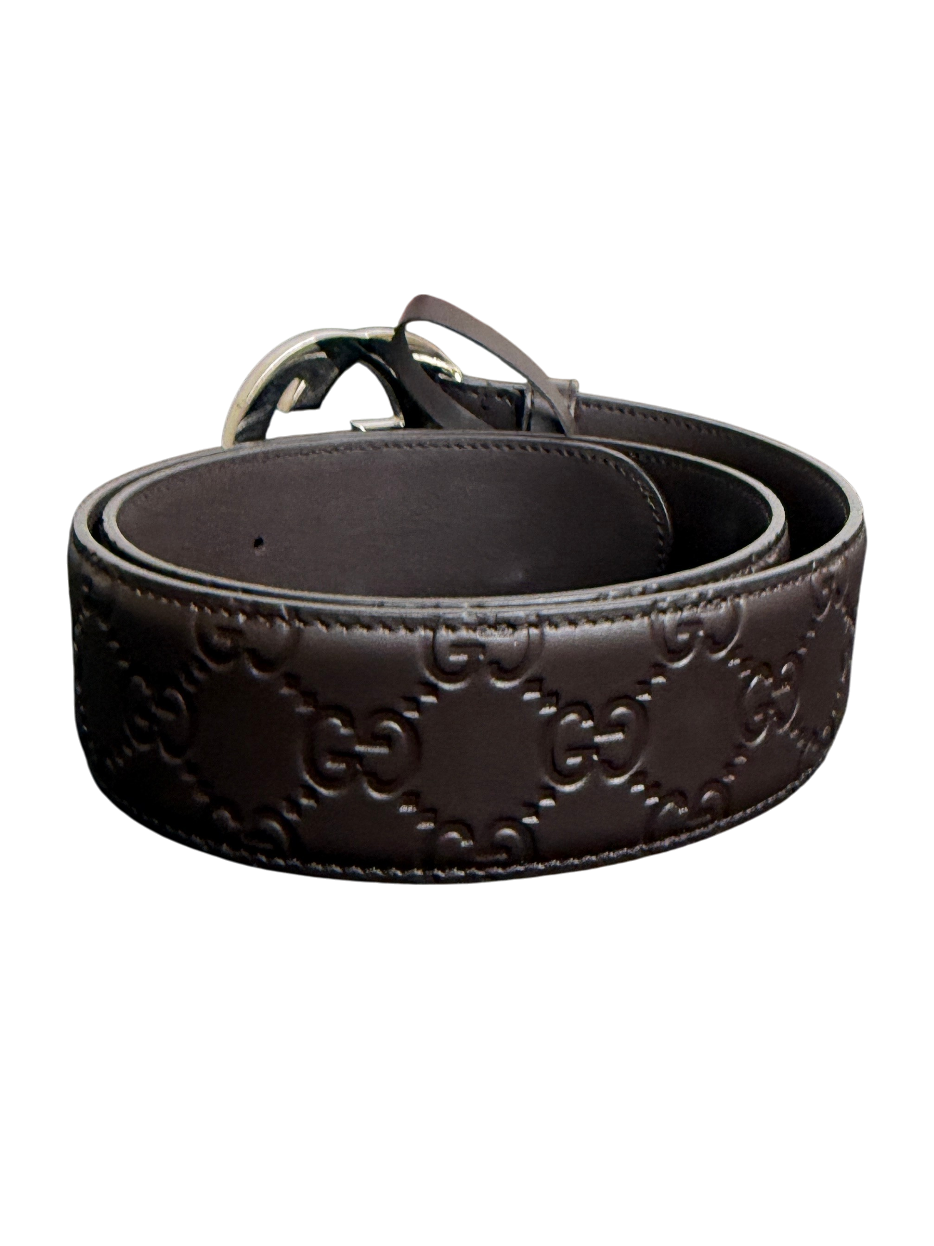 Gucci Guccissima Signature Interlocking G Brown Leather Belt