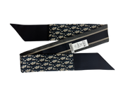 Christian Dior Oblique Mitzah Navy Blue Silk Twill Scarf