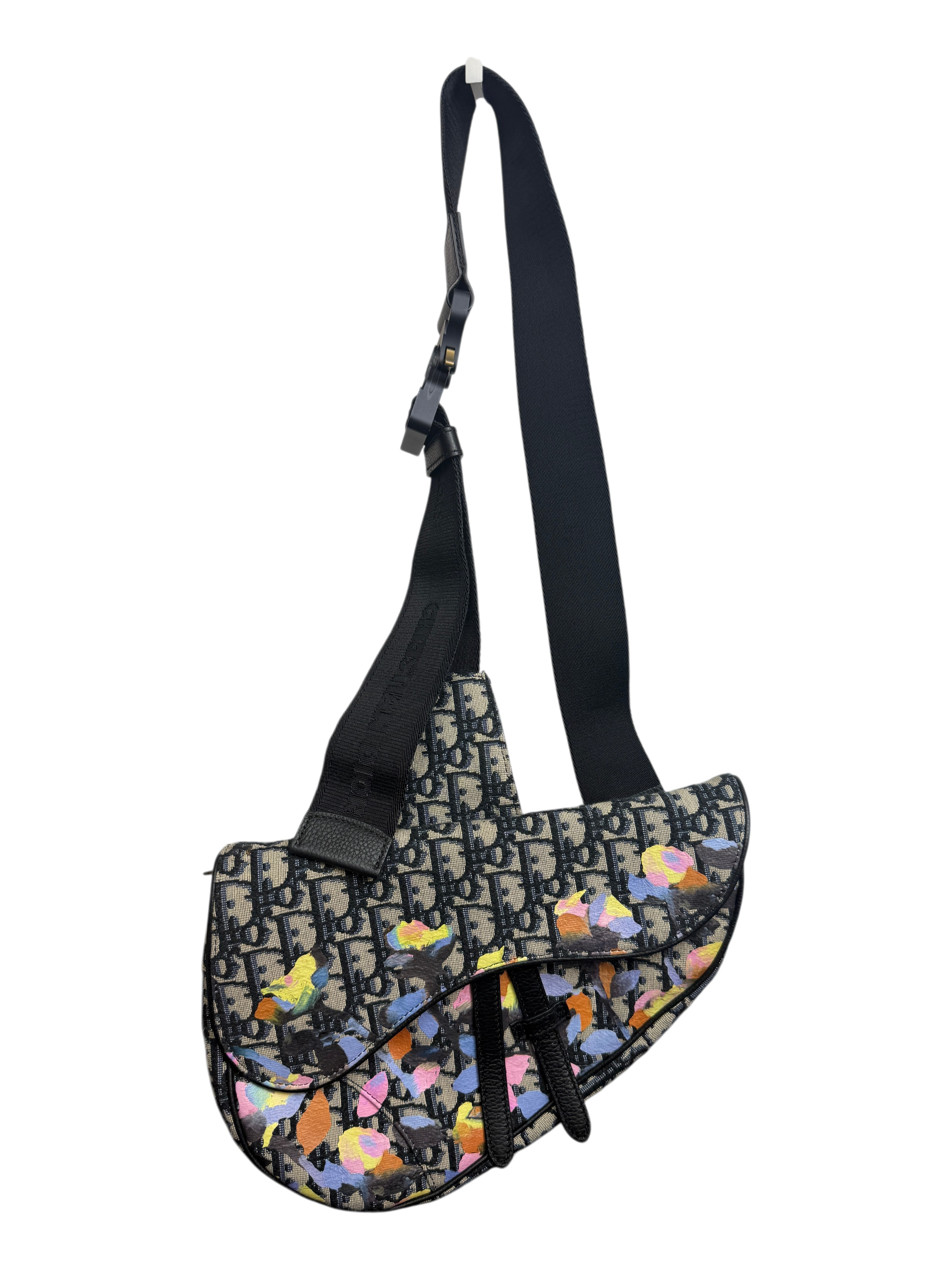 Christian Dior x Alex Foxton Oblique Floral Print Men's Saddle Crossbody Bag