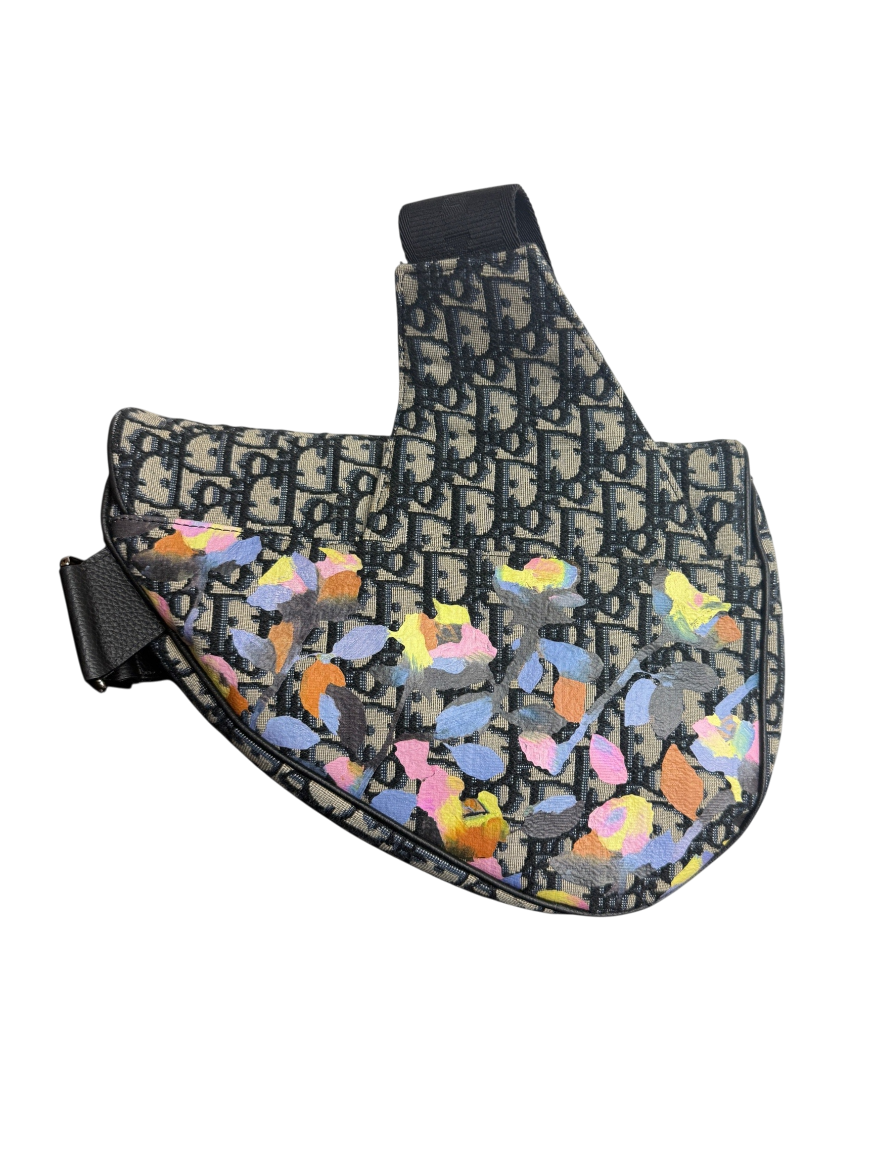 Christian Dior x Alex Foxton Oblique Floral Print Men's Saddle Crossbody Bag