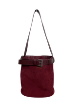 Prada Burgundy Suede Belted Bucket Bag