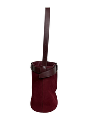 Prada Burgundy Suede Belted Bucket Bag