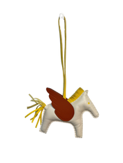 Rodeo Pegase PM Milo Bag Charm in Yellow/White with Brown Wings Hermès