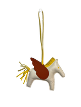 Rodeo Pegase PM Milo Bag Charm in Yellow/White with Brown Wings Hermès