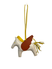Rodeo Pegase PM Milo Bag Charm in Yellow/White with Brown Wings Hermès