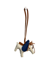 Rodeo PM Pegasus Horse-Shaped Bag Charm – Craie/Gold/Bleu Hermès Milo Leather
