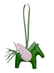 Rodeo Pegasus PM Bag Charm in Vert Yucca/Vert Criquet/Mauve Pale Milo Hermès Lambskin Leather