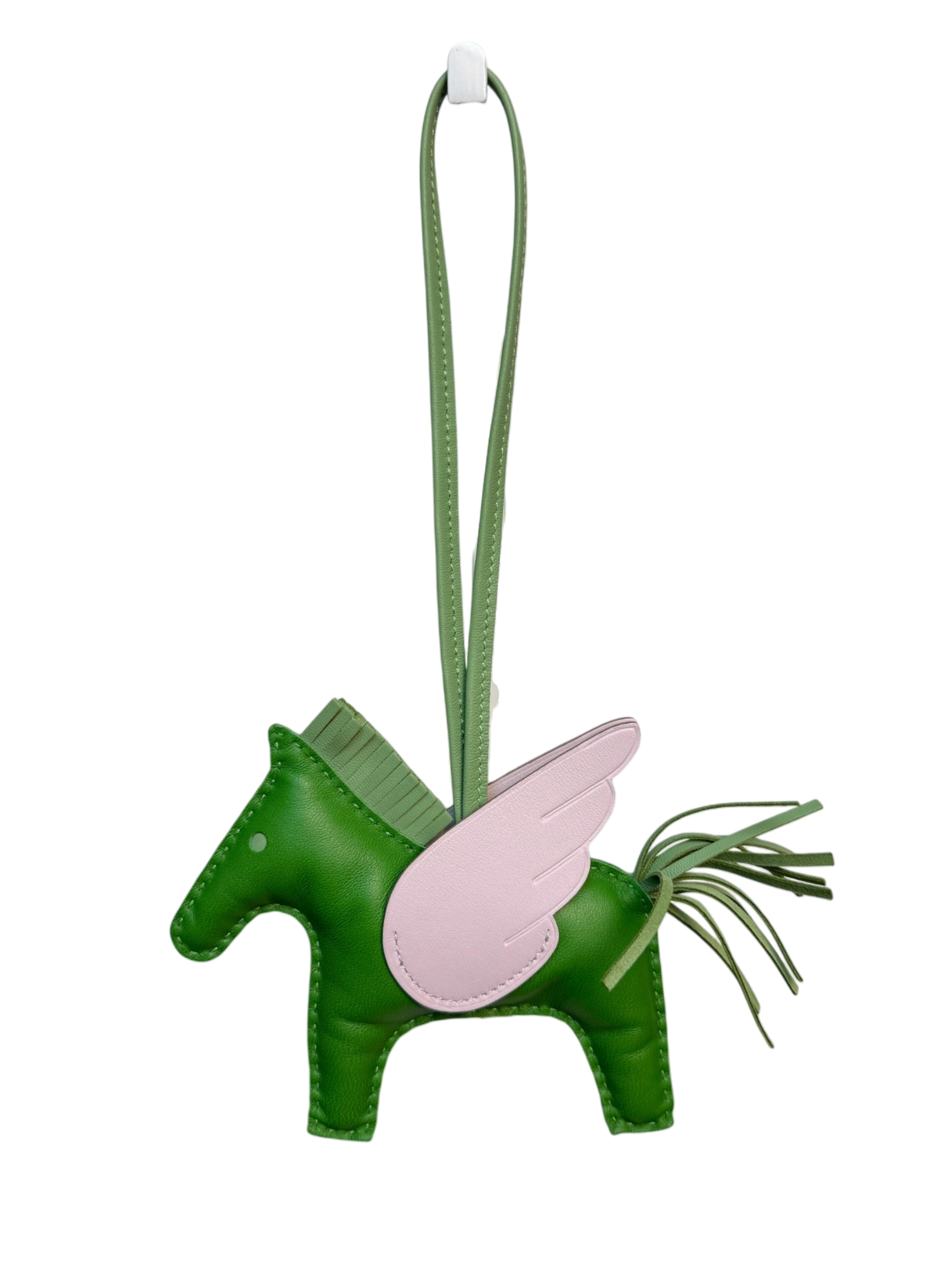 Rodeo Pegasus PM Bag Charm in Vert Yucca/Vert Criquet/Mauve Pale Milo Hermès Lambskin Leather