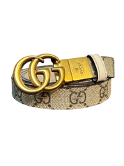Gucci GG Marmont Supreme Monogram Thin Belt with Gold Buckle