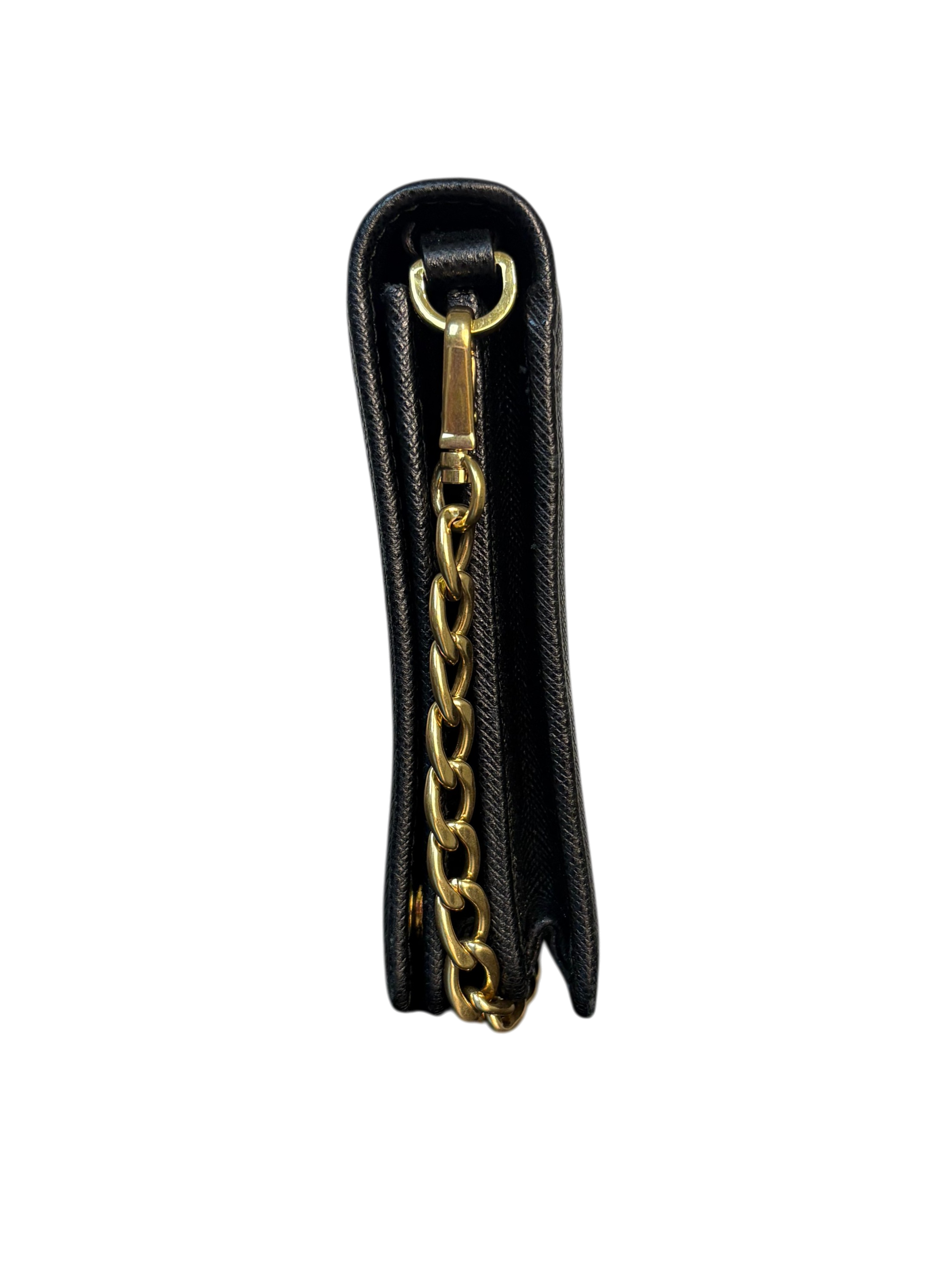 Prada Black Saffiano Leather Chain Wallet Crossbody Bag