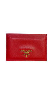 Prada Saffiano Fuoco Red Leather Card Holder