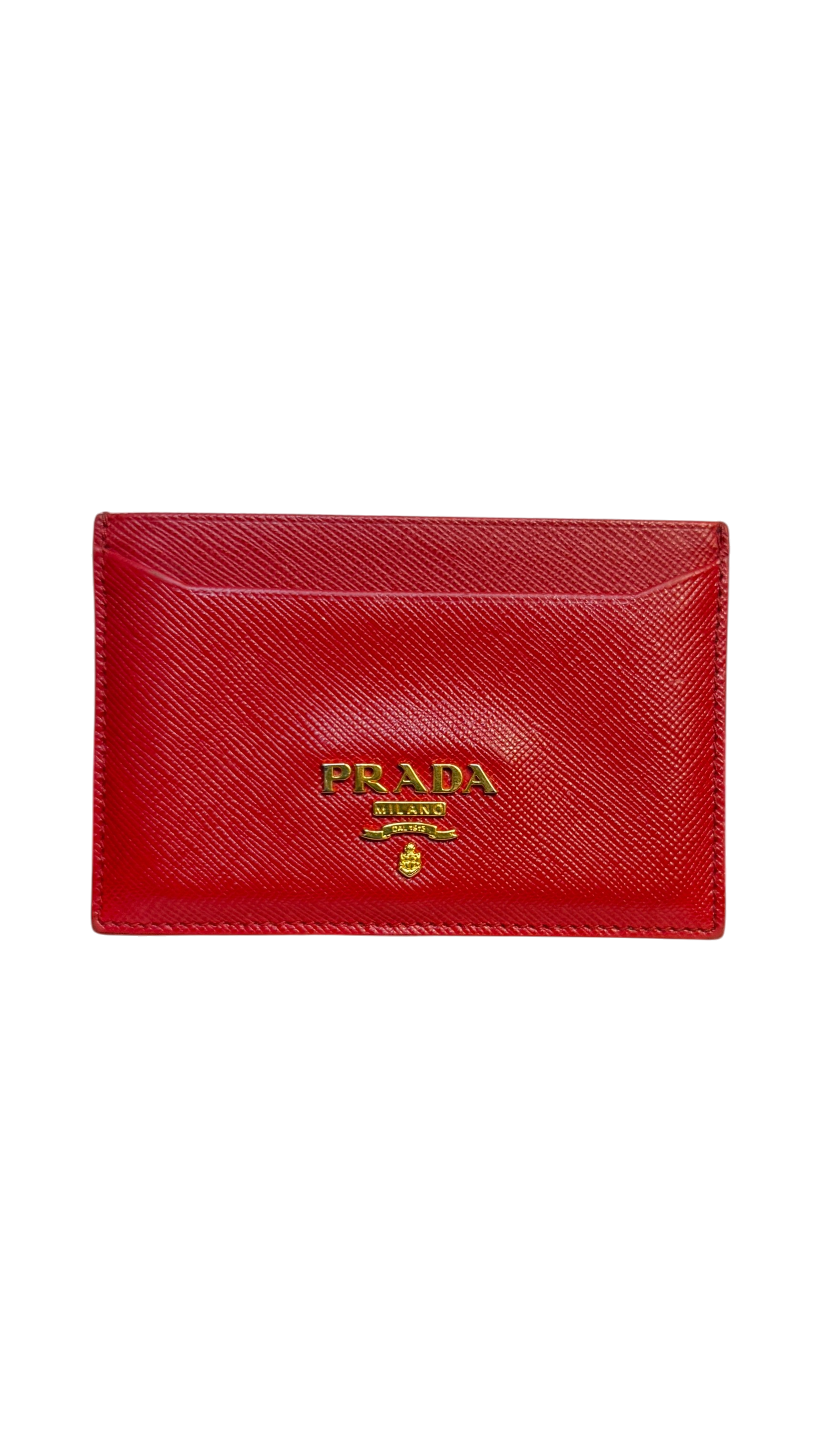 Prada Saffiano Fuoco Red Leather Card Holder