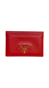 Prada Saffiano Fuoco Red Leather Card Holder