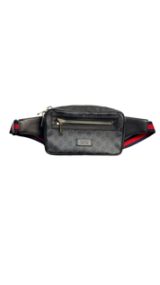 Gucci GG Supreme Soft Zip Black and Red Canvas Belt Bag