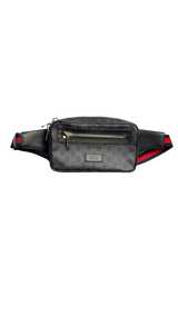 Gucci GG Supreme Soft Zip Black and Red Canvas Belt Bag