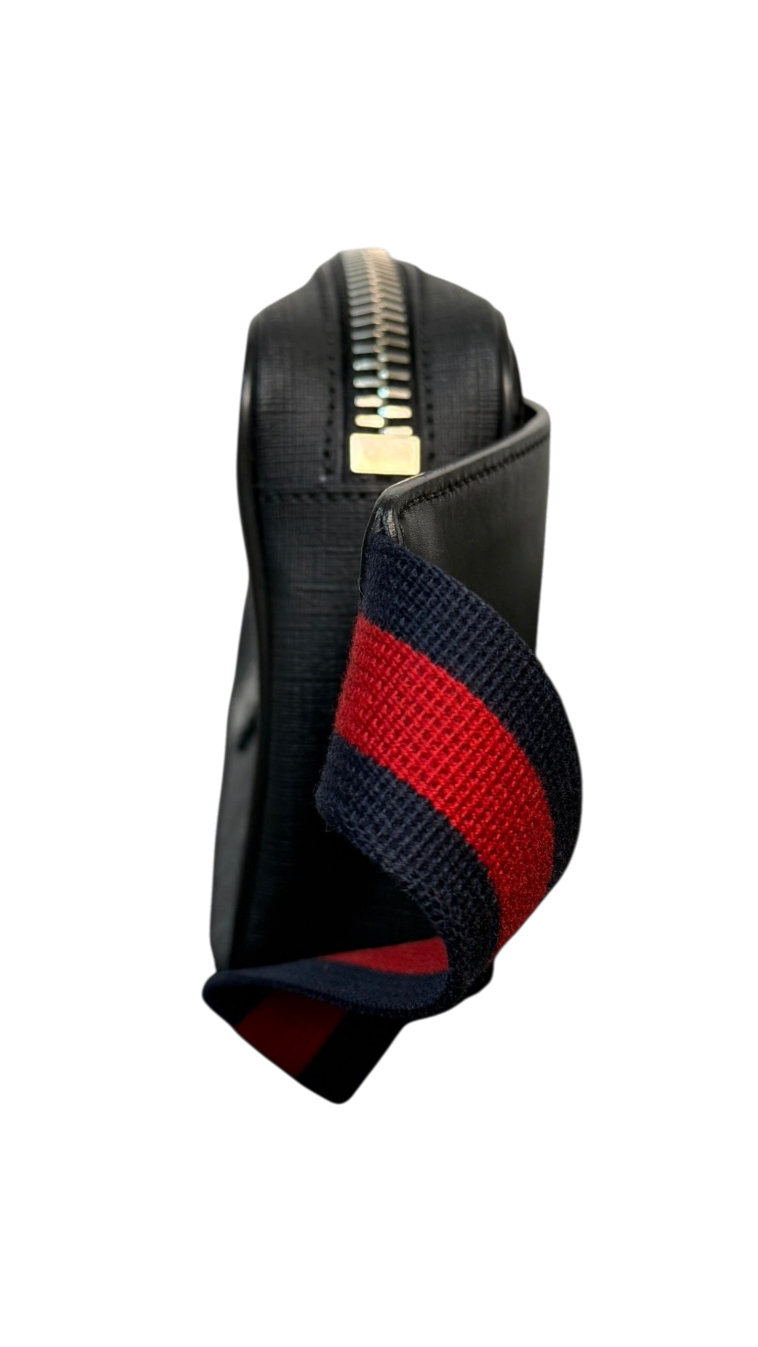 Gucci GG Supreme Soft Zip Black and Red Canvas Belt Bag