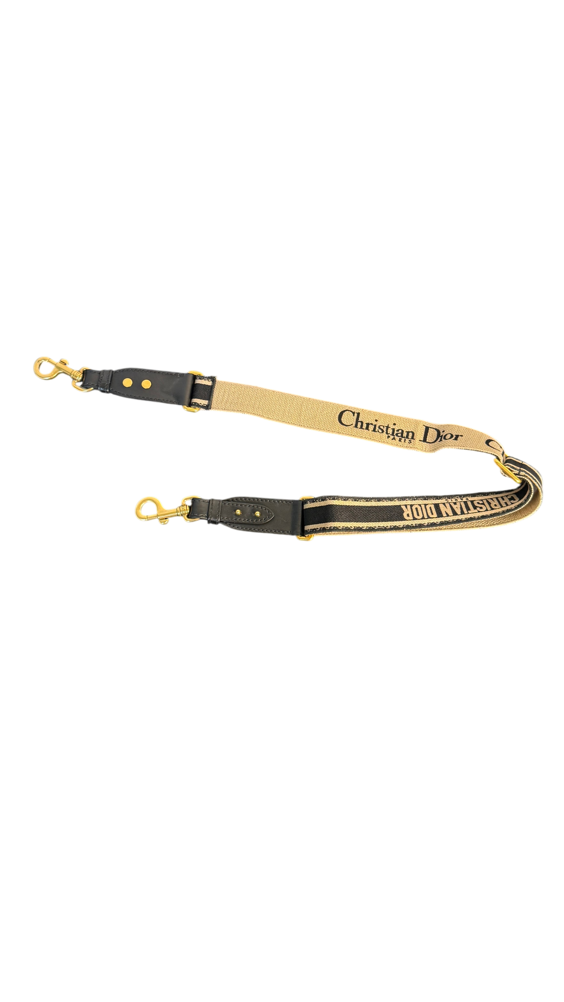 Christian Dior Canvas and Leather Adjustable Bag Strap with Gold Hardware