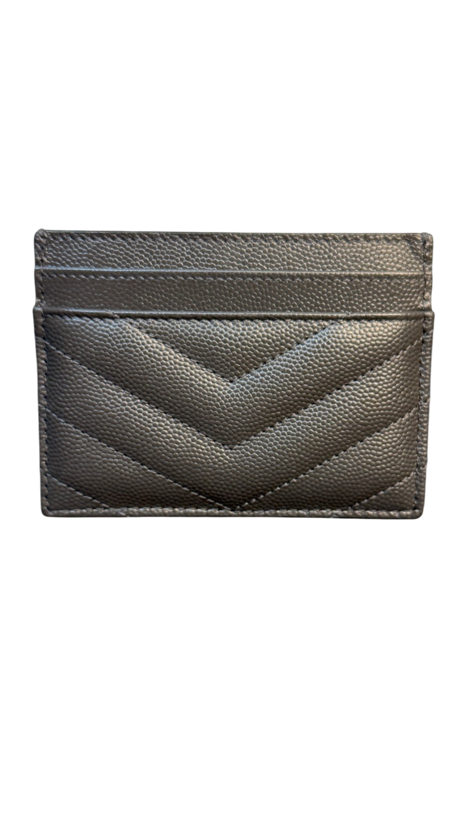 Saint Laurent Cassandre Gray Matelassé Card Holder