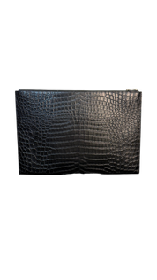 Saint Laurent Black Croc-Embossed Leather Clutch